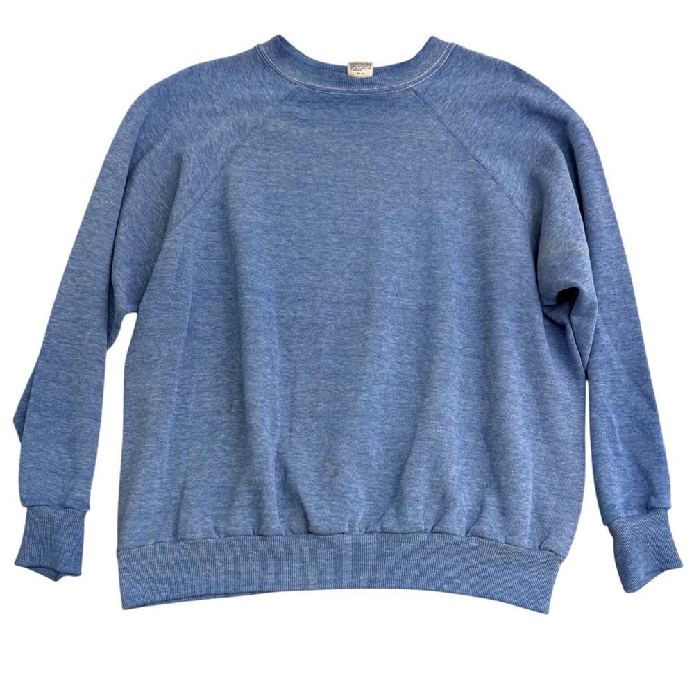 Vintage 80s Russell Sportswear Blue Raglan Sweatshirt Made in USA Mens Medium